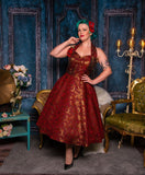 **Couture Linda Ruby Metallic Brocade Swing Gown Dress Portsmouth Costumier 