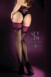 **Luxury Seamed Lace Top Contrast Hold Up Stockings Stockings Ballerina's Secret 